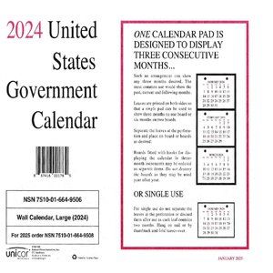 Unicor 2024 US Government Wall Calendar, Qty=1, Single Calendar